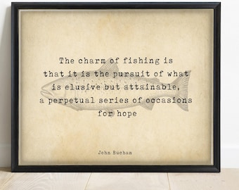 John Buchan Fishing Quote Print Vintage Literary Wall Art
