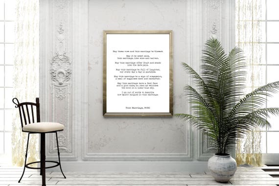 Rumi Huwelijk Gedicht Gift Wedding Print Liefde Gedicht Engagement Gift Idea Poëzie Citaat Kunst Jubileum Aanwezig Zonder Lijst