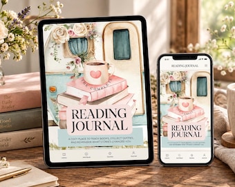 Printable Reading Journal PDF with Online Version, Book Log and Review Planner