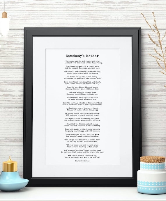Somebody's Mother Mary Dow Brine Poem Wall Art Print in