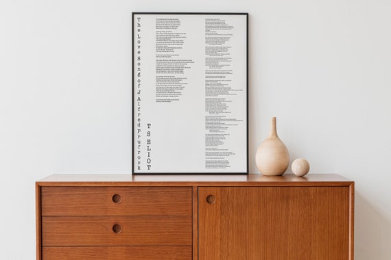 T.S. Eliot Love Song of J. Alfred Prufrock Wall Art Print, Poetry Quote Art Typography Poem Print, Poetry Print Unframed or Framed Art