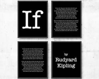 If Poem Print Set Rudyard Kipling Literary Wall Art