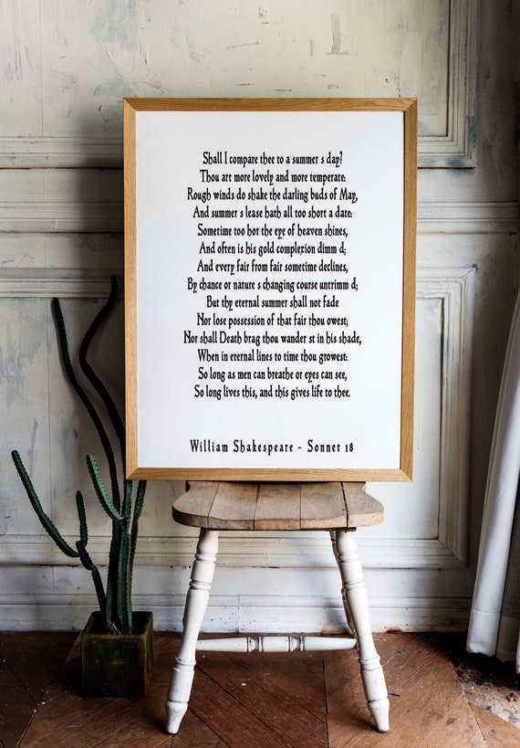 Soneto 18 Shakespeare Impresion Poema De Amor Regalo De Boda Etsy