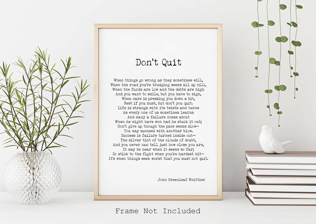 Don't Quit John Greenleaf Whittier Poem Unframed and Framed ...