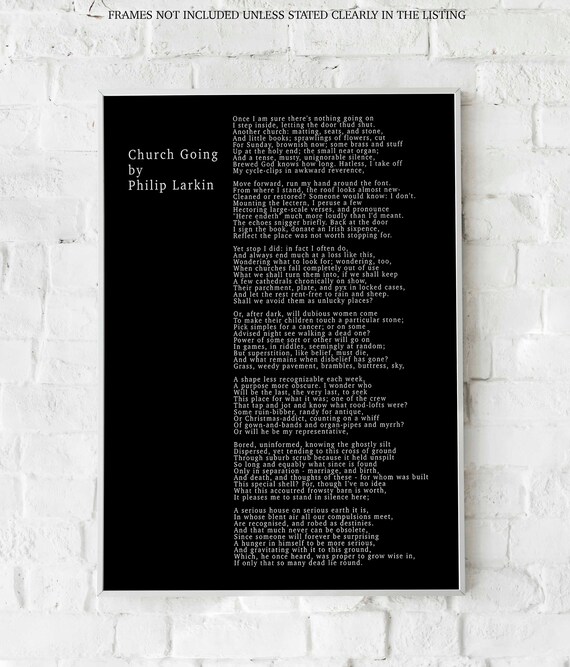 Philip Larkin Church Going Poem Print Minimalist Black Etsy 日本