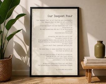 Our Deepest Fear Quote Print Marianne Williamson