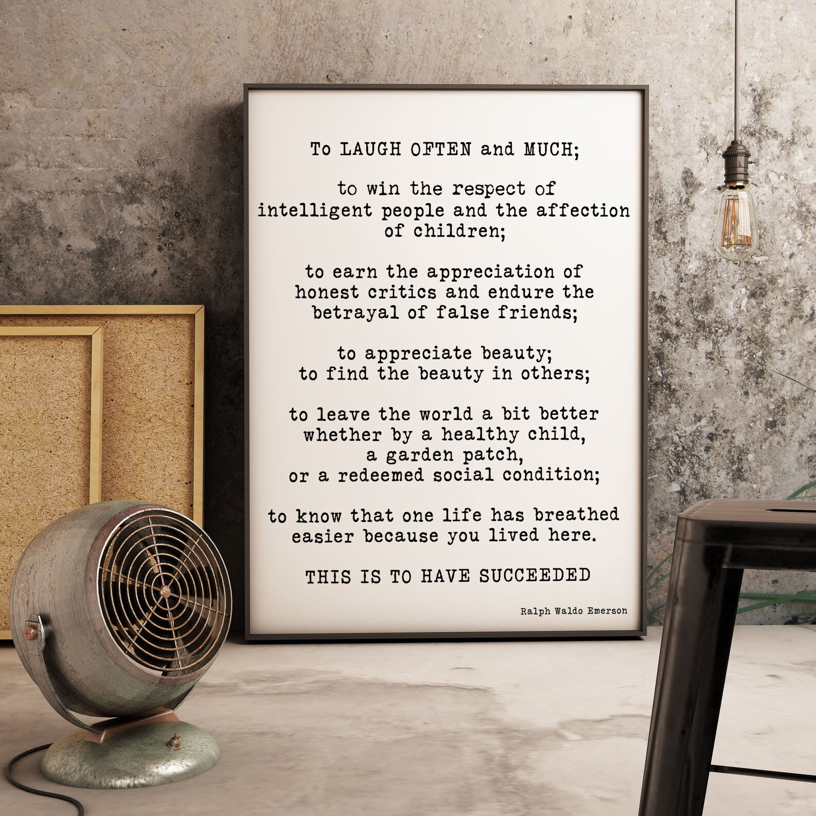 Ralph Waldo Emerson Black & White Wall Art Quote Print - to Laugh Often ...