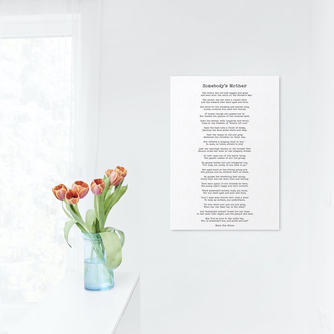 Somebody's Mother Mary Dow Brine Poem Wall Art Print in