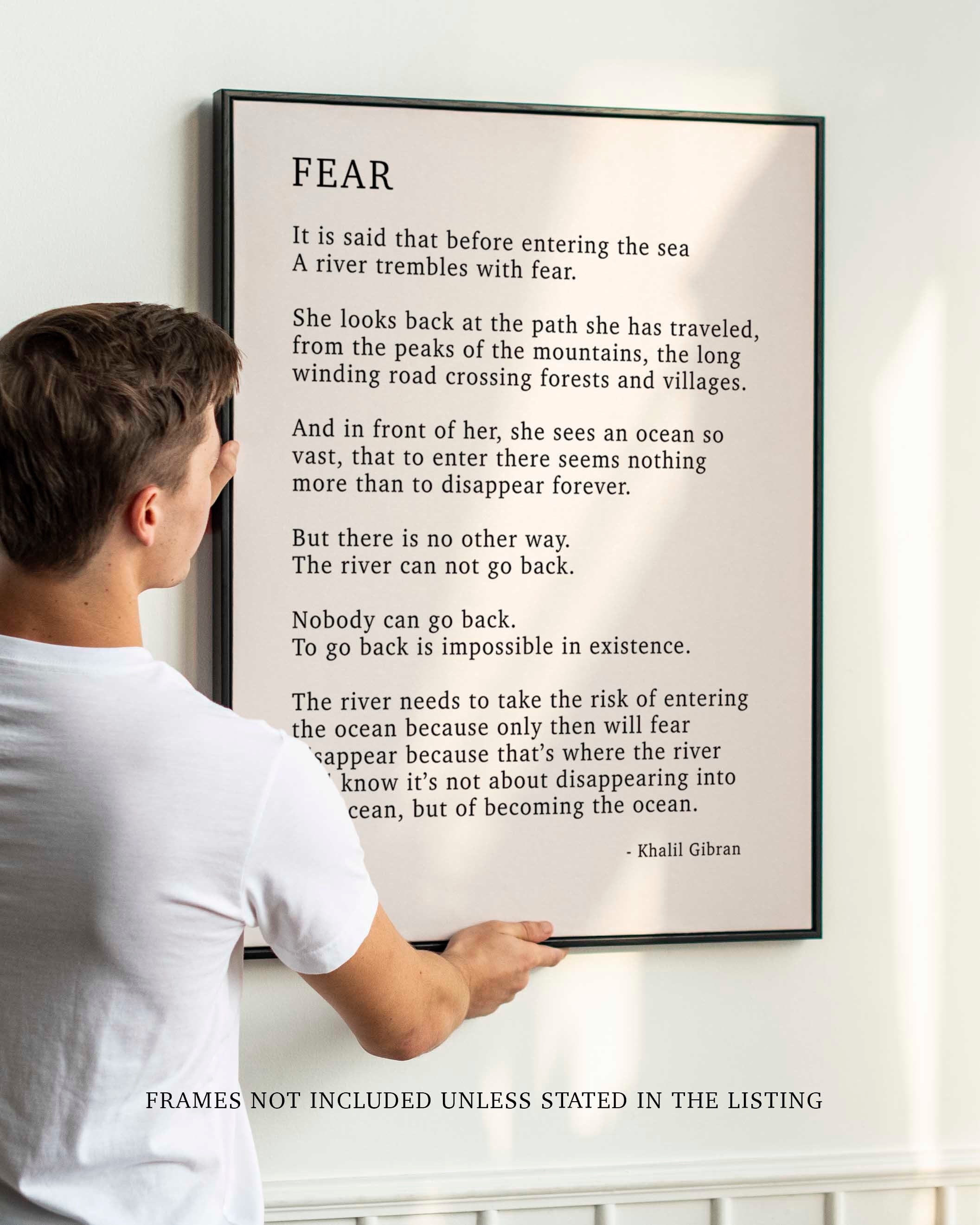 PRINTABLE Fear Poem by Kahlil Gibran - Poetry Decor, Poem