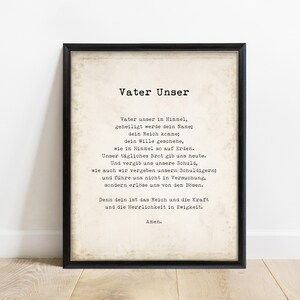 Vater Unser Gebet Print, Lord's Prayer in German, Our Father, Typewriter Wall Art image 2