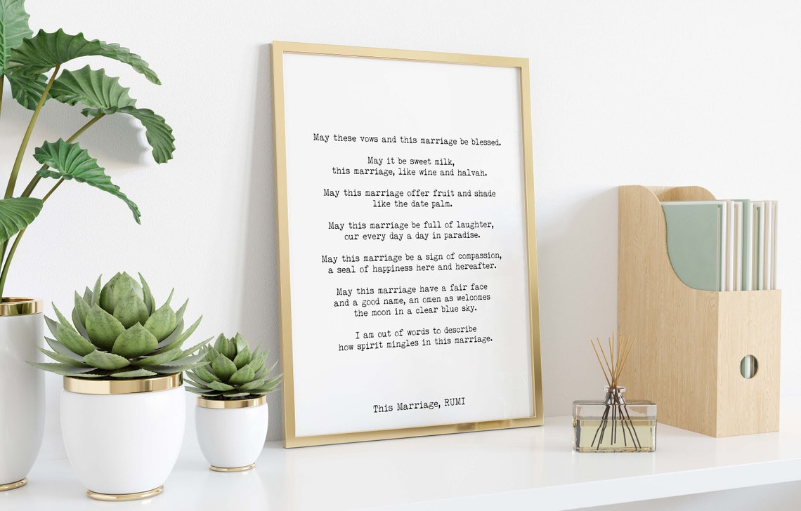 RUMI Marriage Poem Gift Wedding Print Love Poem Engagement Etsy