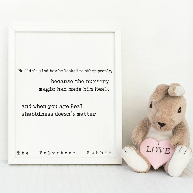 velveteen rabbit quote print margery williams word art etsy