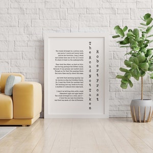 Robert Frost Road Not Taken Wall Art Print, Road Less Travelled Poem, Two Roads Diverged Literary Gifts