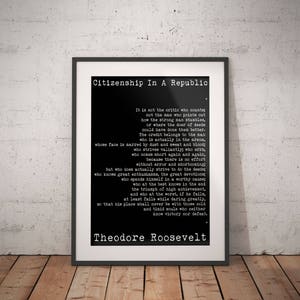 Theodore Roosevelt "Man in the Arena" citattryck - Inspirerande ledarskapsväggkonst - Motiverande vintage typografiaffisch bild 3