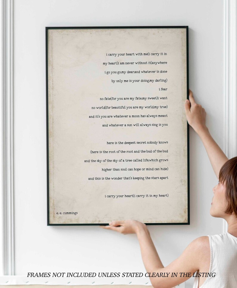 I Carry Your Heart Poem by E E Cummings Print - Etsy