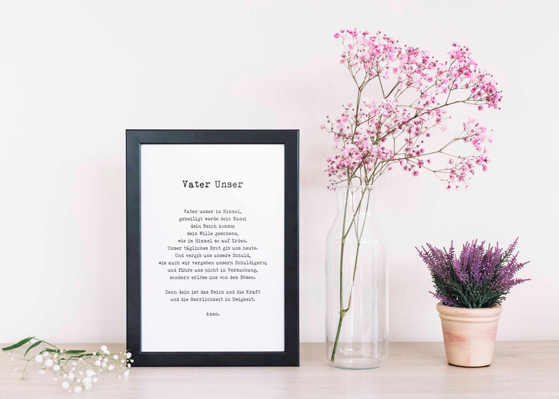 Vater Unser Gebet Print, Lord's Prayer in German, Our Father, Typewriter Wall Art image 8