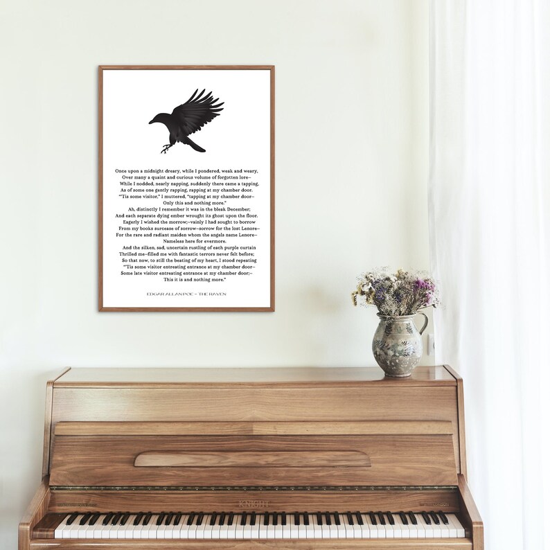 The Raven Wall Art Print Edgar Allan Poe Unframed Black & Etsy