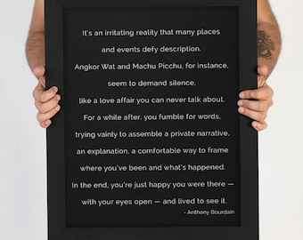 Anthony Bourdain Travel Quote Print – Literary Black and White Wall Art