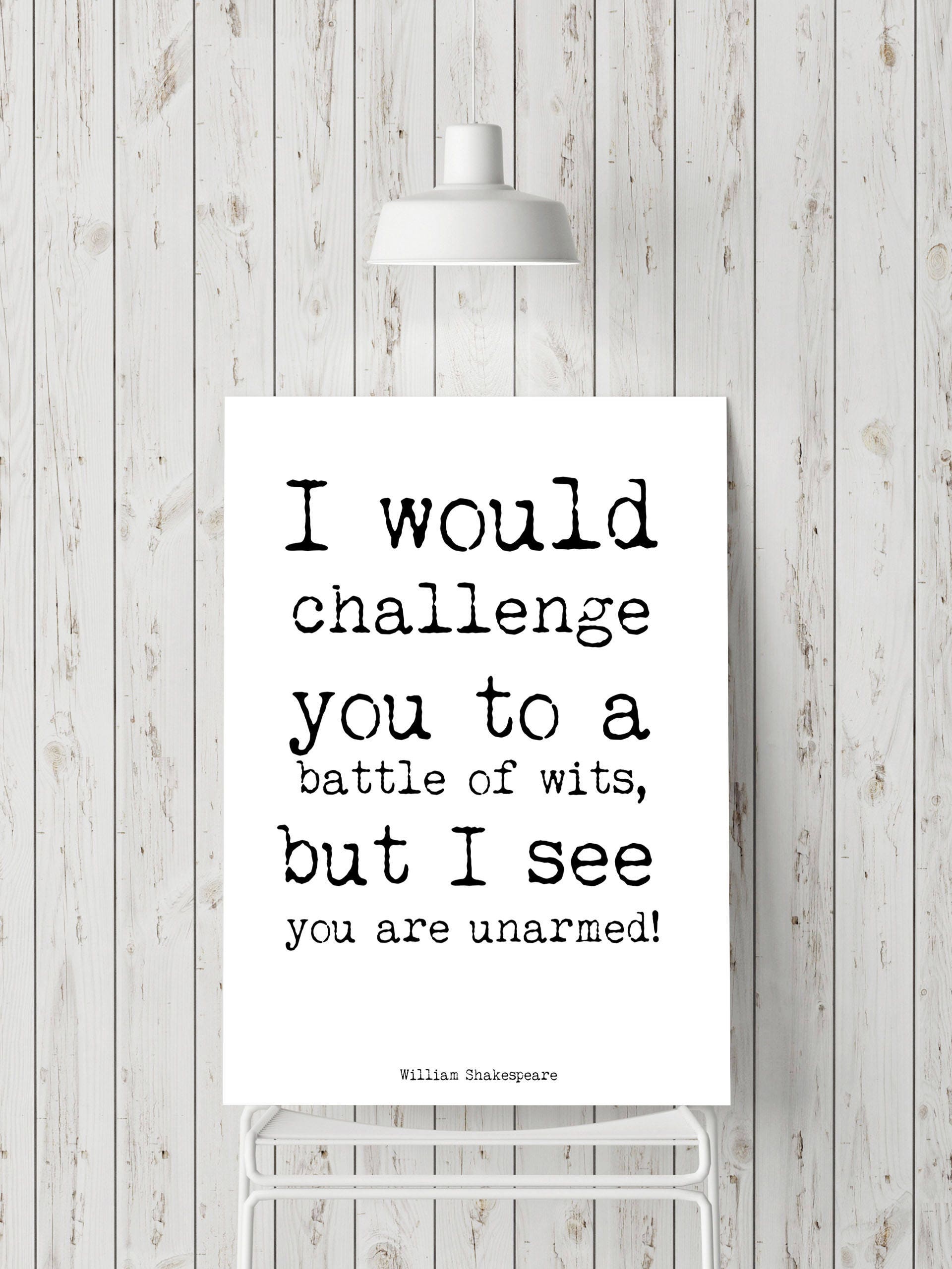 Funny Shakespeare Quote Print – Battle of Wits – Black and White Literary  Wall Art - Etsy, image size:1920x2560