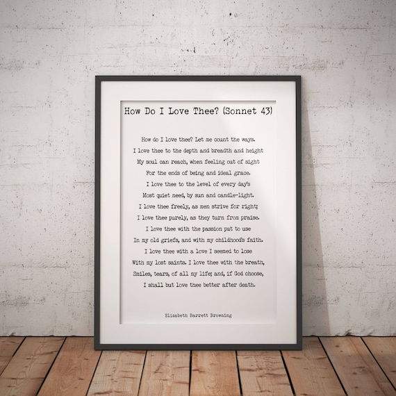 Wall Art Print Elizabeth Barrett Browning How Do I Love Thee Etsy