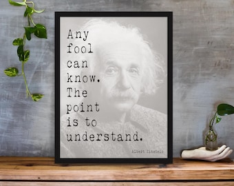 Einstein Quote Art Print – Black & White Minimalist Inspirational Wall Decor