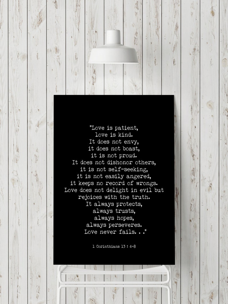 Bible Verse 1 Corinthians 13 Quote Print, Love is Patient Wall Art in ...