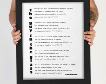 Literary Quote Print “The Guy in the Glass” by Dale Wimbrow – Minimalist Typographic Wall Art