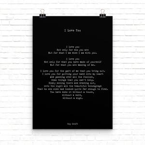 I Love You Poem, Wedding Poem or Engagement Gift Idea, Unframed or Framed Wall Art Prints Husband or Wife Anniversary Gift, Roy Croft Black Background