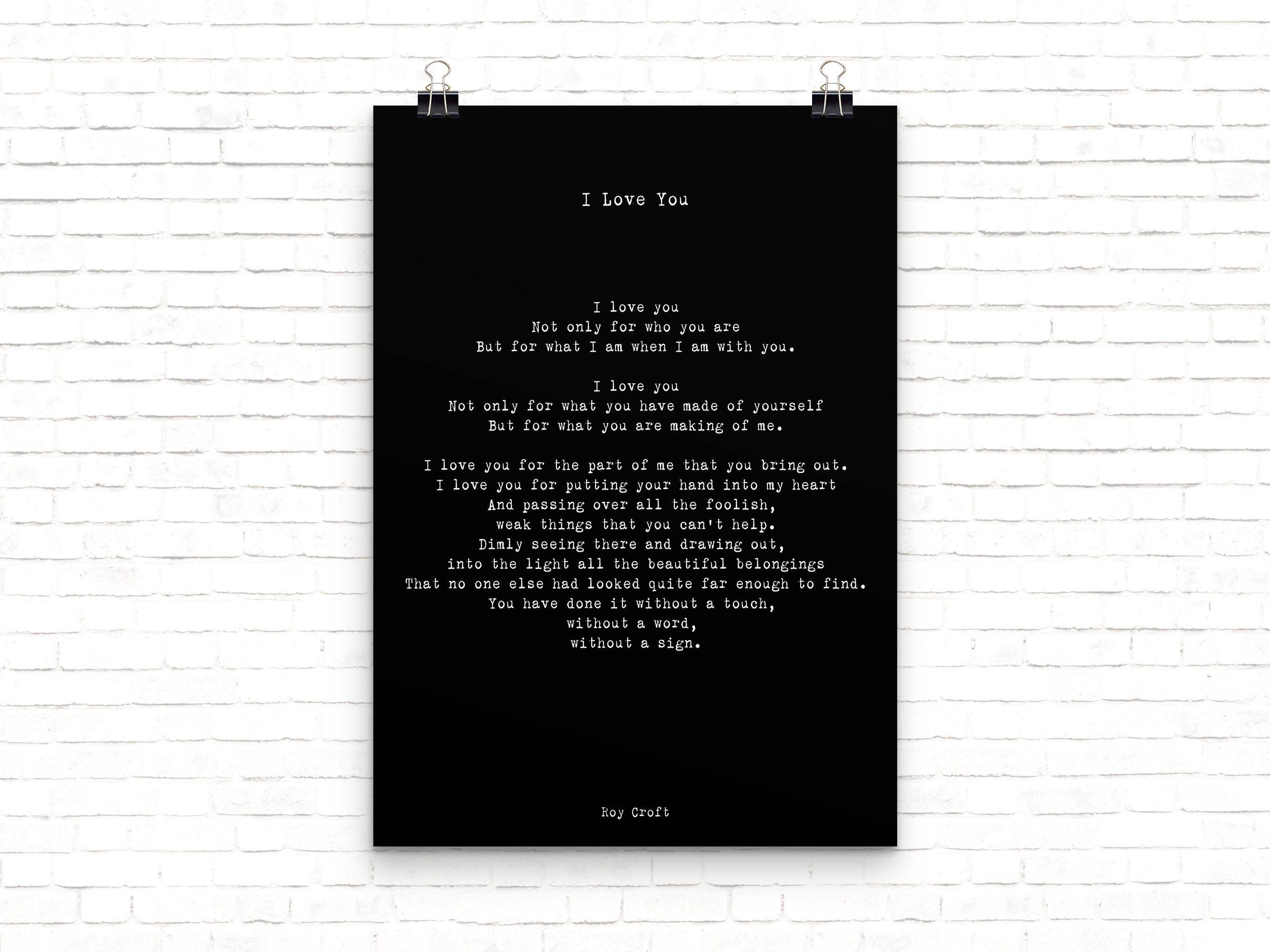 I Love You Poem Wedding Poem or Engagement Gift Idea | Etsy