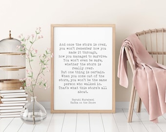 Haruki Murakami Quote Print, Inspirational Wall Art in Black & White, Framed or Unframed Options