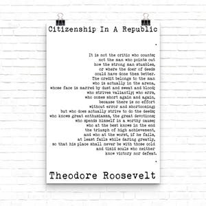 Theodore Roosevelt "Man in the Arena" citattryck - Inspirerande ledarskapsväggkonst - Motiverande vintage typografiaffisch bild 4
