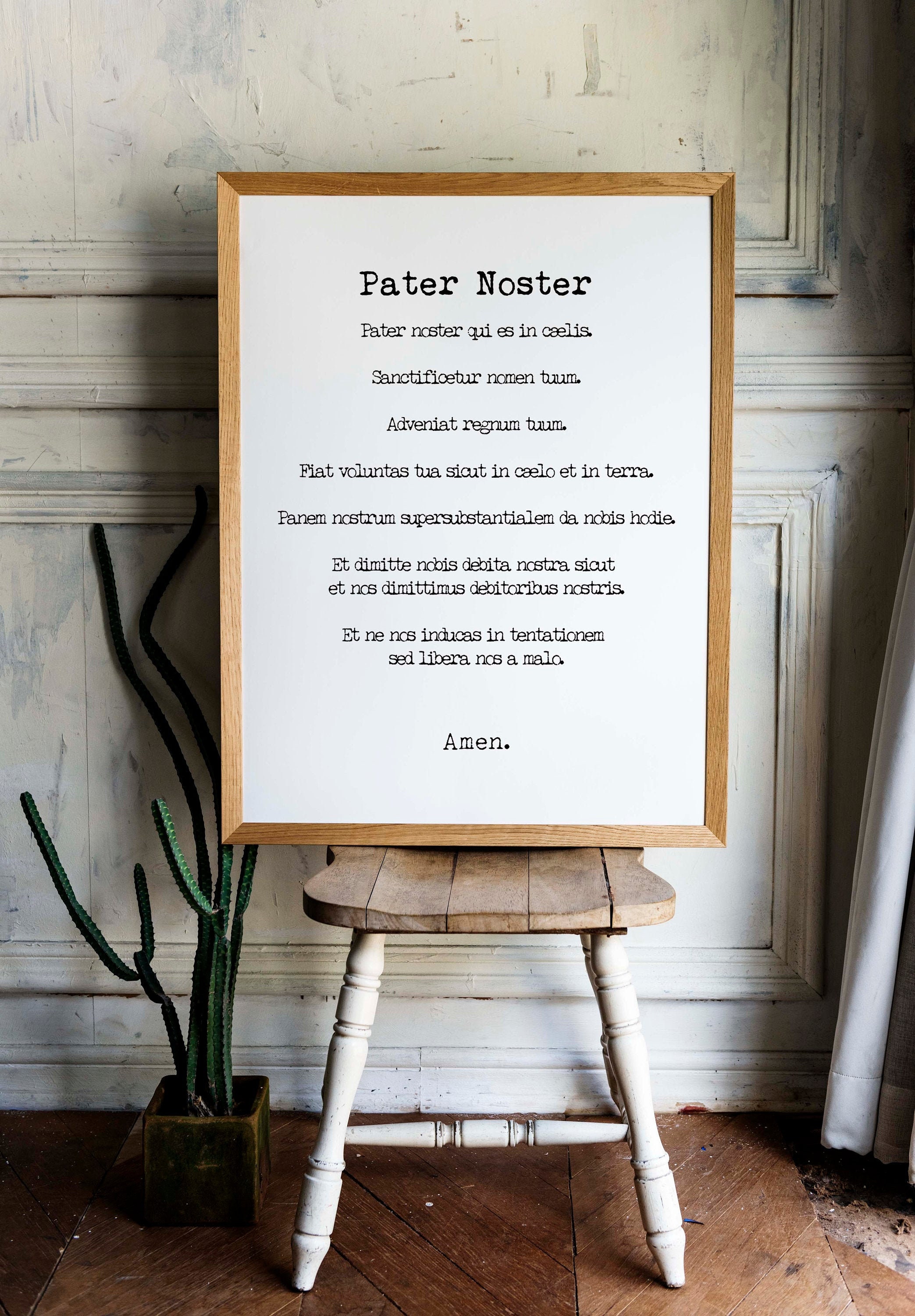 Pater Noster Print, the LORD'S Prayer Latin Quote Print in Black ...