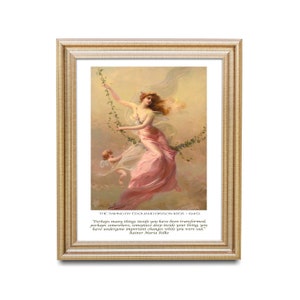 Rainer Maria Rilke Quote-afdruk met de schommel van Édouard Bisson – Romantische fine-art wanddecoratie met inspirerende woorden