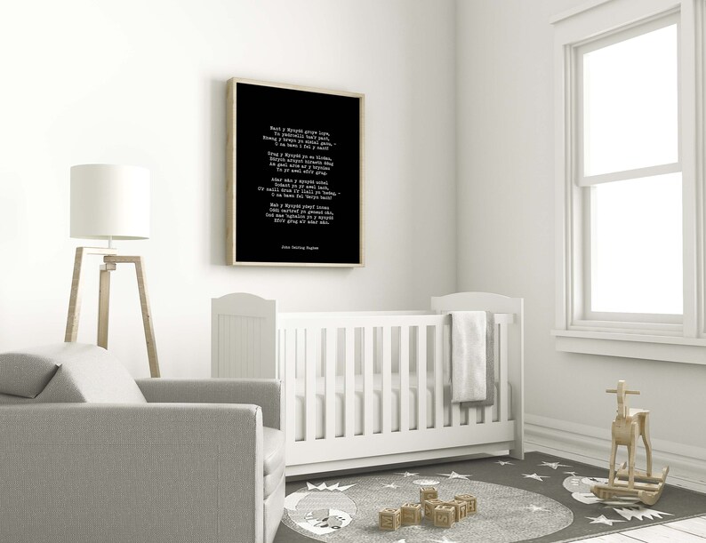 Nant Y Mynydd Welsh Poem Print John Ceiriog Hughes Poetry Poster In Black White For Home Wall Decor Unframed - 