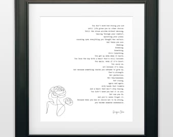Inspirational Poem Feminist Wall Art - Georgia Clare Unshakable Strength Quote Print