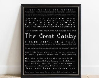 Gatsby Art Deco Quote Print: F. Scott Fitzgerald Literary Wall Art (Framed or Unframed)