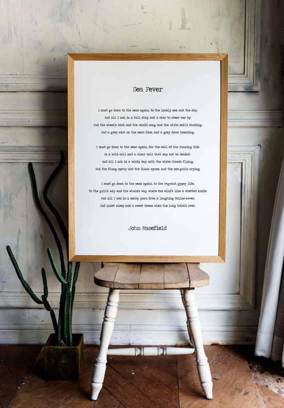 Sea Fever Gedicht Von John Masefield Muss Ich In Die Meere Etsy