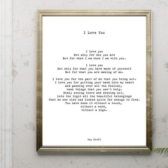 I Love You Poem Wedding Poem Or Engagement Gift Idea Poetry Etsy