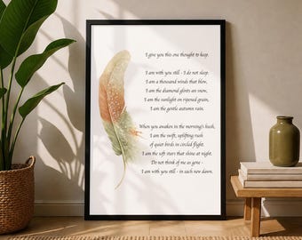 I Give You This One Thought To Keep Prayer Quote Art Print, Grief Decor