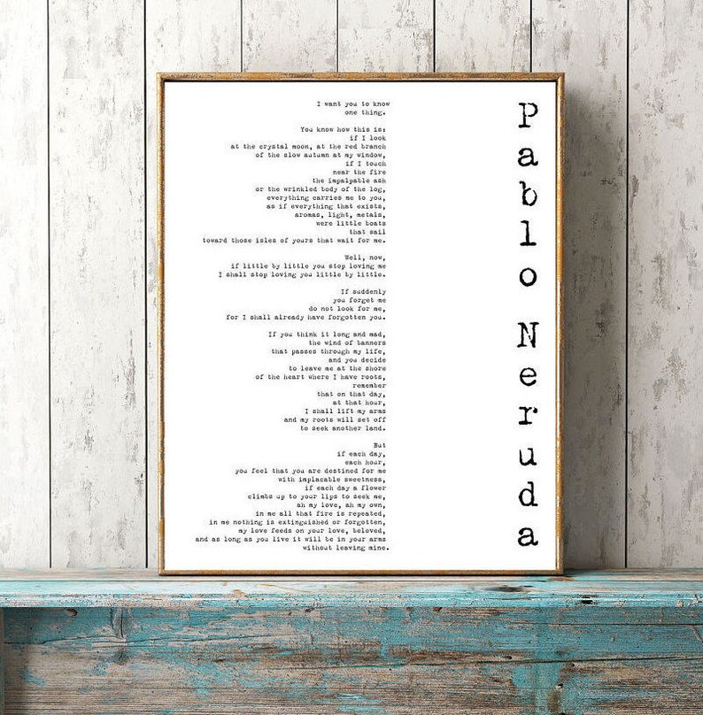 Love Verse Print Love Poem Print Pablo Neruda Print If You Forget Me Love Poetry Art Gallery Wall Idea Unframed Black White Art - 