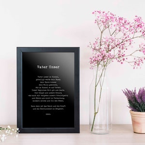 Vater Unser Gebet Print, Lord's Prayer in German, Our Father, Typewriter Wall Art image 11