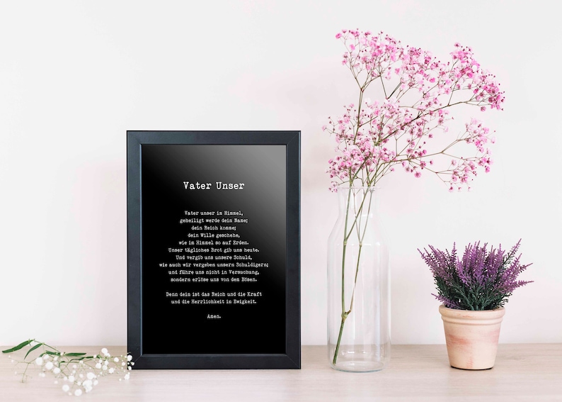 Vater Unser Gebet Print, Lord's Prayer in German, Our Father, Typewriter Wall Art image 11
