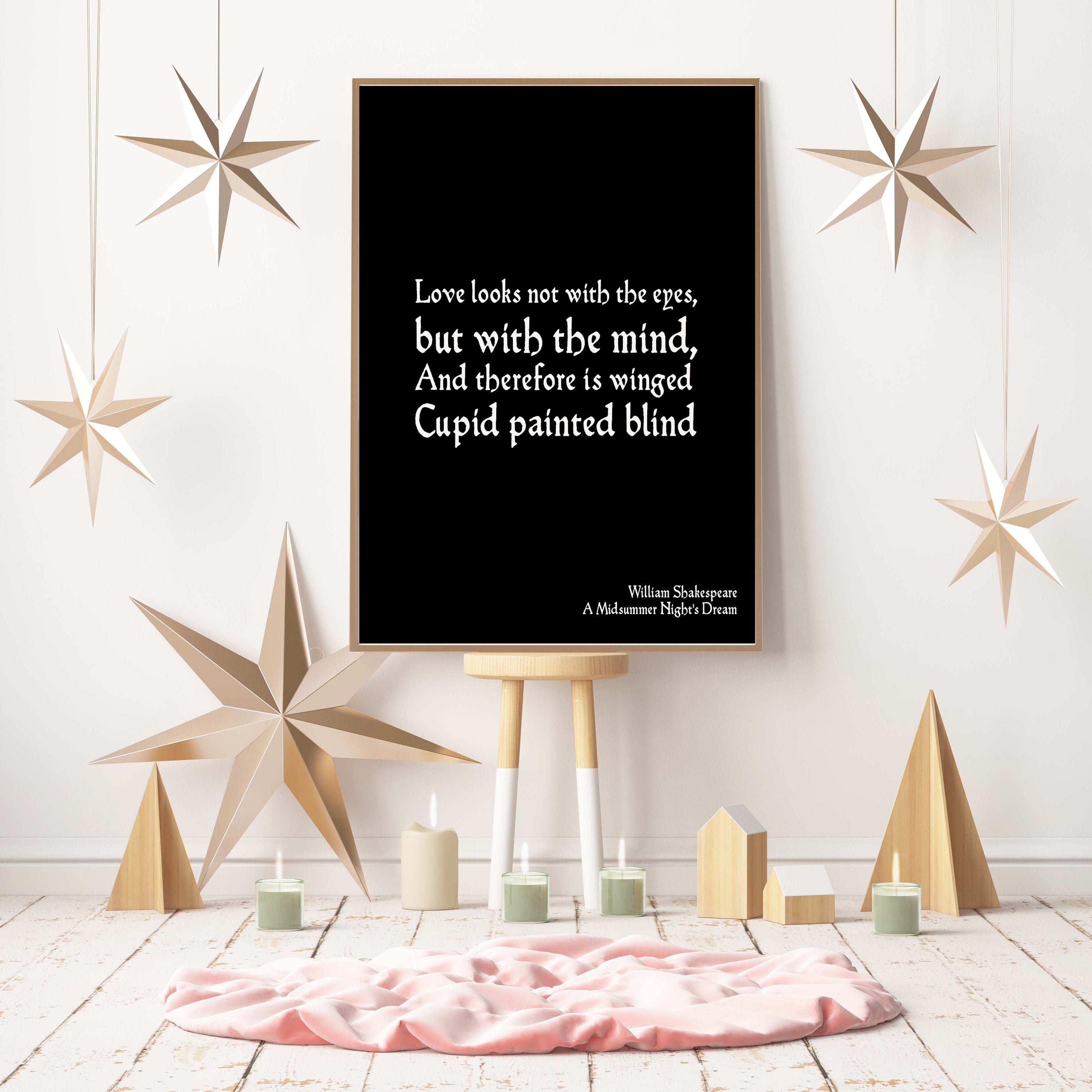 洋書 LOVE LOOKS NOT WITH THE EYES William Shakespeare Quote - Love looks not with the eyes