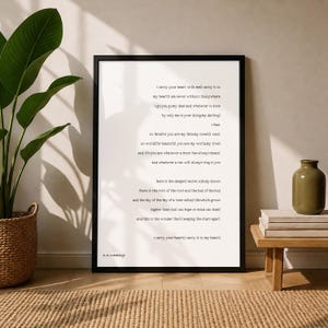 Framed E E Cummings Love Poem Print Minimalist Literary Wall Art