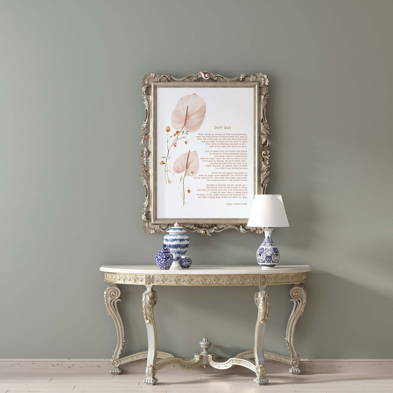 Console Poem Don’t Quit Poetry Wall Decor, Edgar Albert Guest Encouragement Art - Etsy