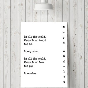 K&ouml;nnte beinhalten: Schwarz-wei&szlig; Typografie-Druck mit dem Text "In der ganzen Welt gibt es kein Herz f&uuml;r mich wie deines. In der ganzen Welt gibt es keine Liebe f&uuml;r dich wie meine."