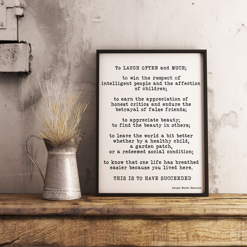 Ralph Waldo Emerson Quote Print - to Laugh Often and Much Wall Art ...
