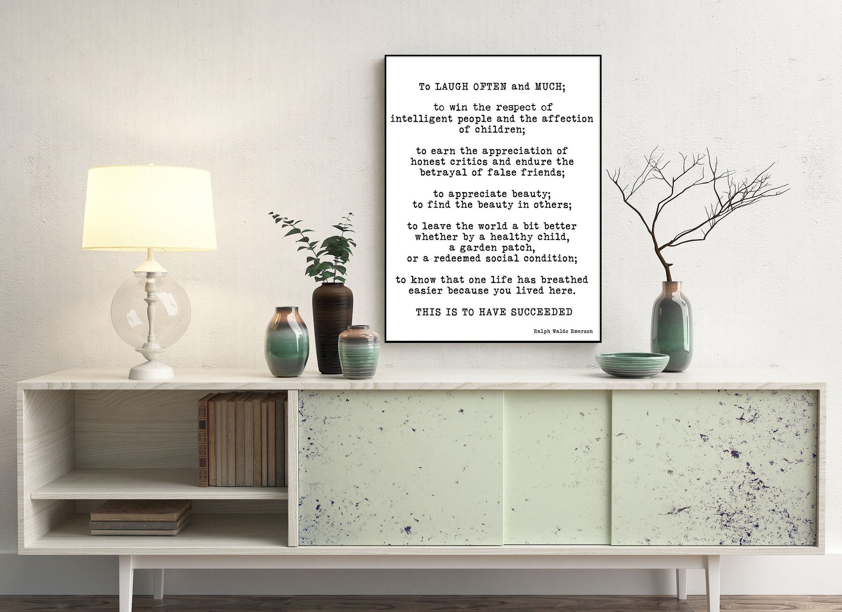 Ralph Waldo Emerson Quote Print - to Laugh Often and Much Wall Art ...