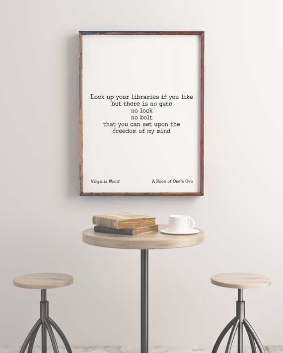 Virginia Woolf Book Quote Print A Room Of One S Own Unframed Print Inspirational Poster Psychology Art Print Freedom Of My Mind Wall Art