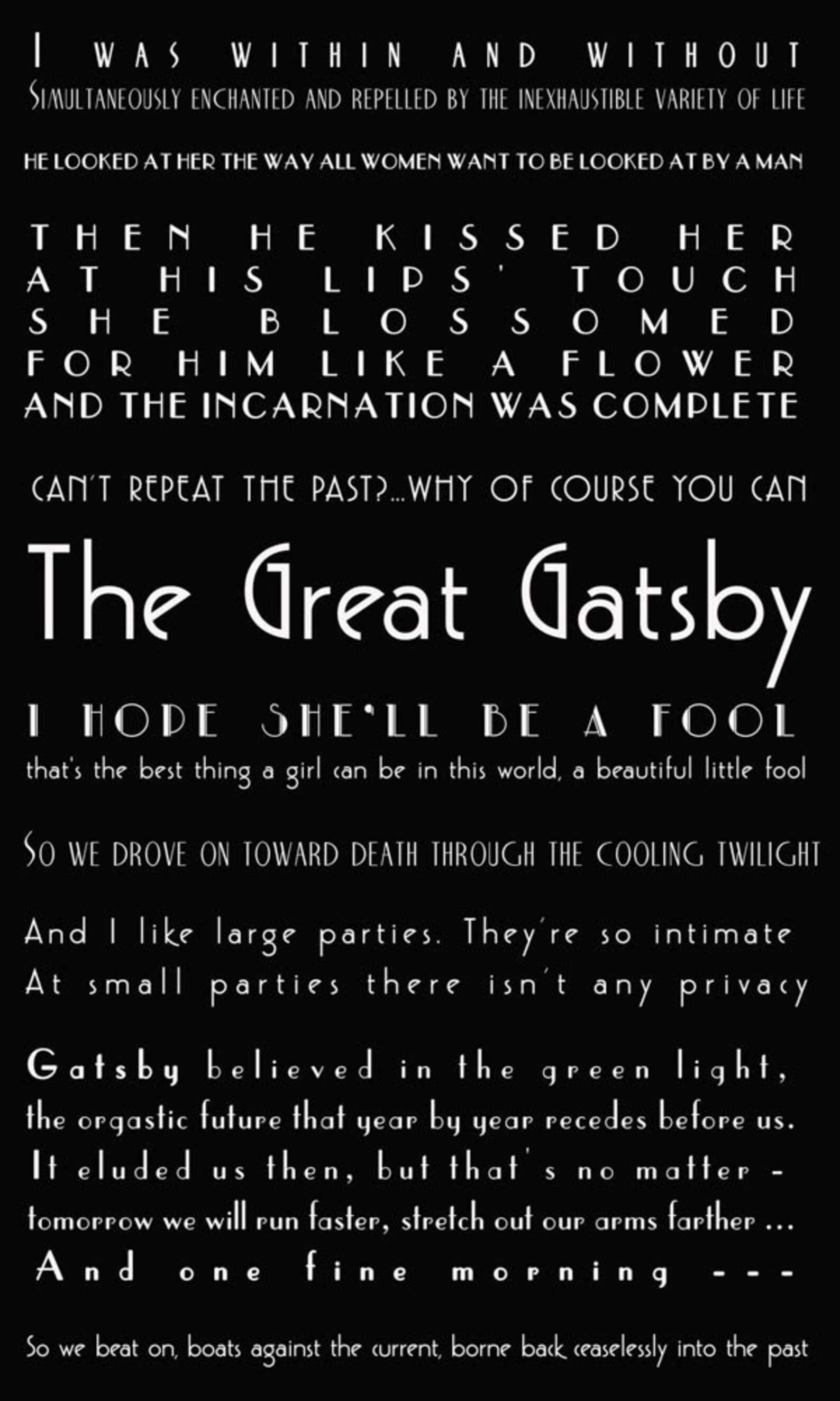 The Great Gatsby Quote Print Literary Art Poster F Scott Etsy UK